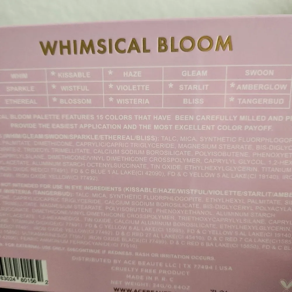 Ace Beaute Whimsical Bloom Eyeshadow Palette Vibrant Colors 15 Shades